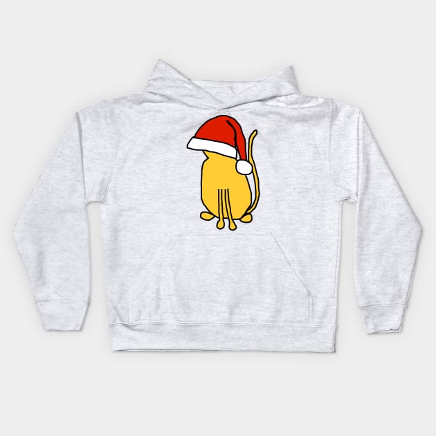 Yellow Cat in an Oversized Santa Hat Because Christmas Kids Hoodie by ellenhenryart